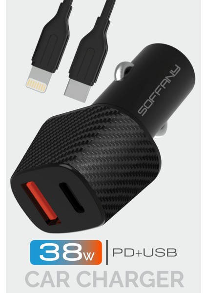 SY-682 38W USB-Lightning Araç Şarj & Data Kablosu