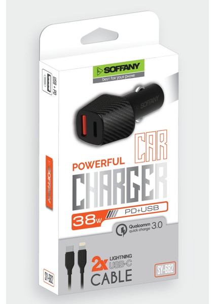 SY-682 38W USB-Lightning Araç Şarj & Data Kablosu fiyatları