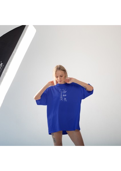 Fender Stratocaster Gitar Oversize Tişört - Mavi fiyatları