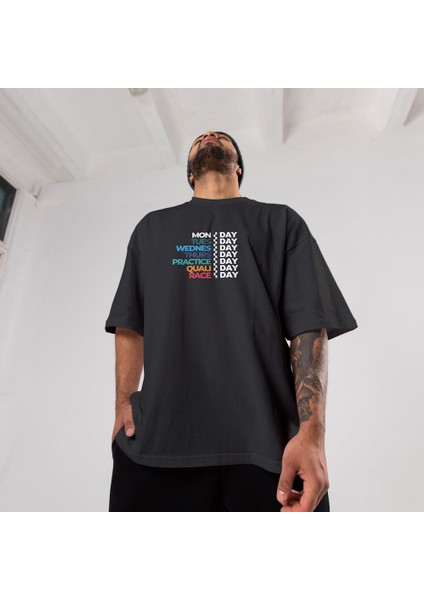 Formula 1 / Week Days Oversize Tişört - Siyah fiyatları