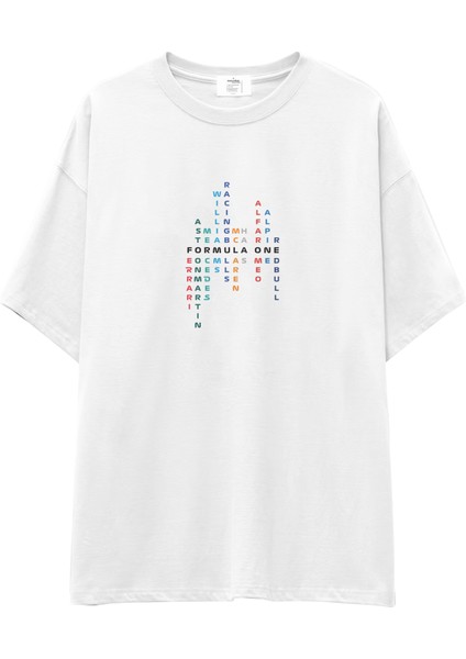 Formula 1 Teams Oversize Tişört - Beyaz