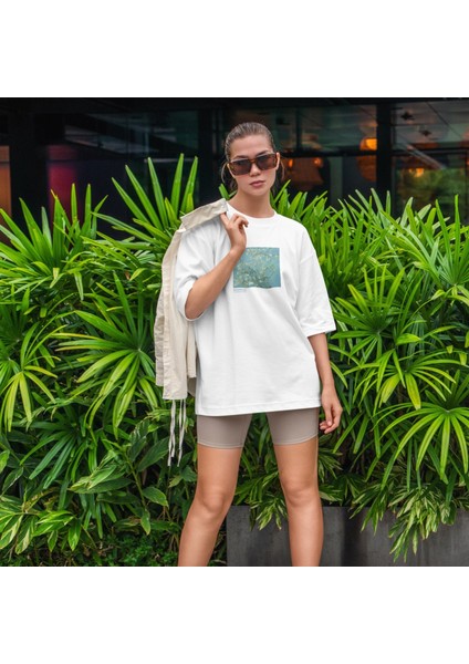 Almond Blossoms Oversize Tişört - Beyaz fiyatları