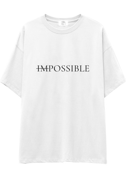 Impossıble Oversize Tişört - Beyaz