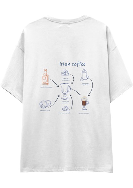 Irish Coffee Oversize Tişört - Beyaz
