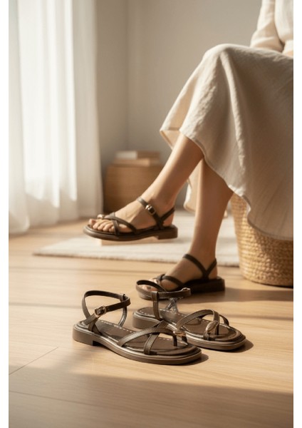 Millo Kahverengi Yüzük Detaylı Günlük Kullanım Sandalet fırsatları