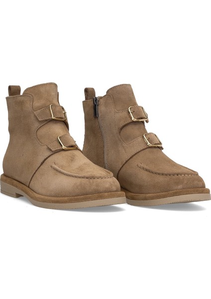 Elit Zafira Kadın Hakiki Süet Deri Düz Bot Camel fırsatları