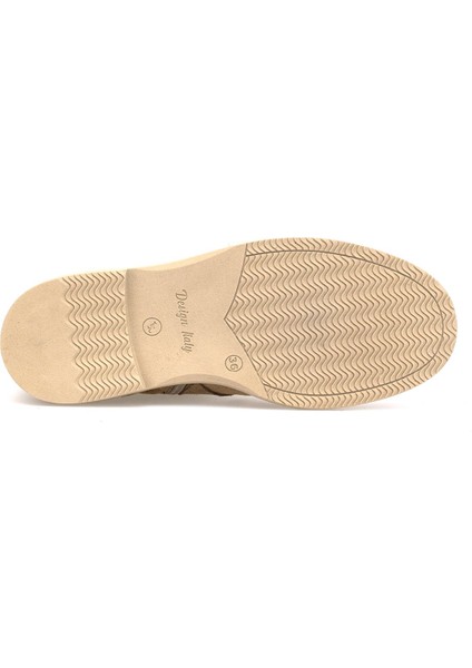 Elit Zafira Kadın Hakiki Süet Deri Düz Bot Camel