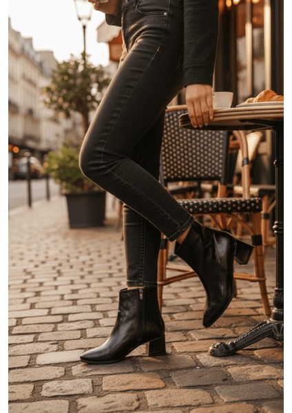 Fiamma Siyah Kırışık Rugan ( 5 cm Topuklu ) Günlük Kullanım Kadın Botu fırsatları