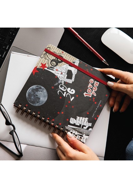 2026 18X20 Spiralli Haftalık Kare Ajanda 12 Aylık - Kolaj
