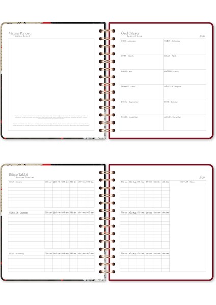 2026 18X20 Spiralli Haftalık Kare Ajanda 12 Aylık - Kolaj indirimleri