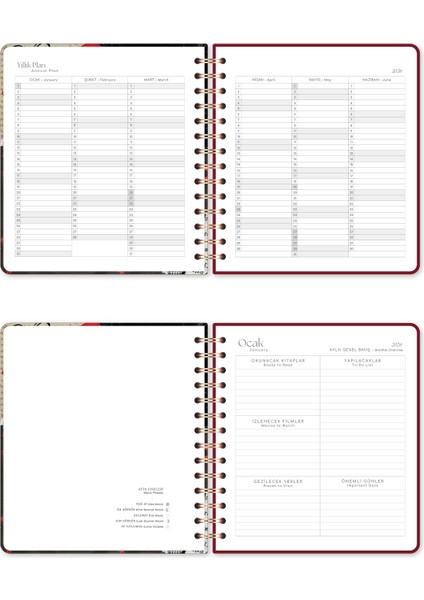 2026 18X20 Spiralli Haftalık Kare Ajanda 12 Aylık - Kolaj