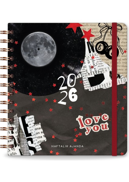 2026 18X20 Spiralli Haftalık Kare Ajanda 12 Aylık - Kolaj