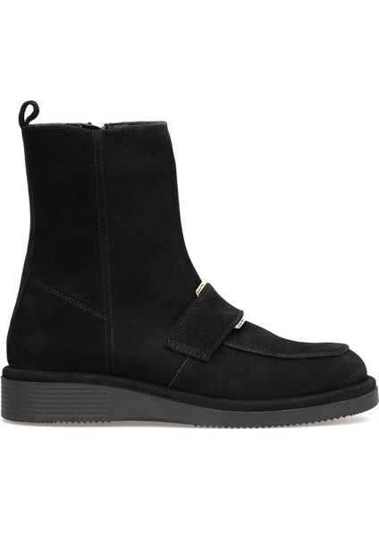 Elit Lorivane Kadın Hakiki Nubuk Deri Düz Bot Siyah