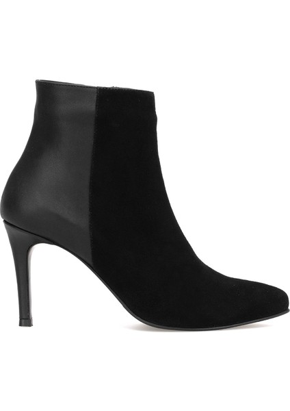 Elit Jasmina Kadın Hakiki Rugan Deri Klasik Topuklu Bot Siyah
