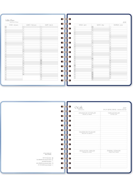 2026 18X20 Spiralli Haftalık Kare Ajanda 12 Aylık - Mavi Aura indirimleri
