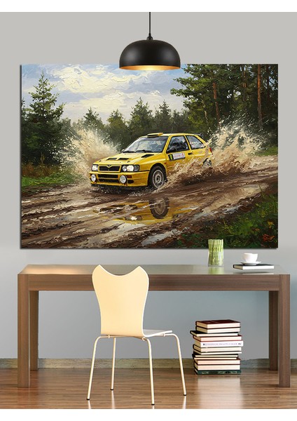 Eski Araba Çamurlu Yolda Dekoratif Kanvas - Mdf Ahşap Tablo fiyatları