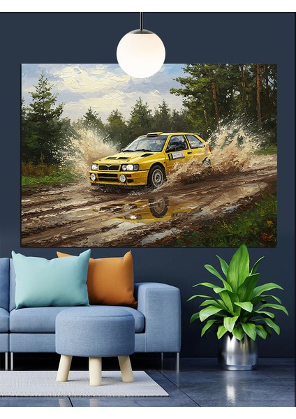 Eski Araba Çamurlu Yolda Dekoratif Kanvas - Mdf Ahşap Tablo modelleri