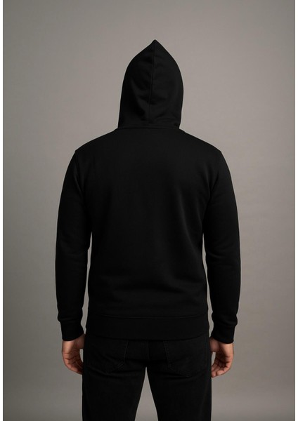 Erkek Siyah Fermuarlı Kapüşonlu SWEATSHIRT-W1148 modelleri
