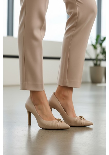 Bej Cilt Yüksek Topuklu Kadın Topuklu Ayakkabı 575033 Z