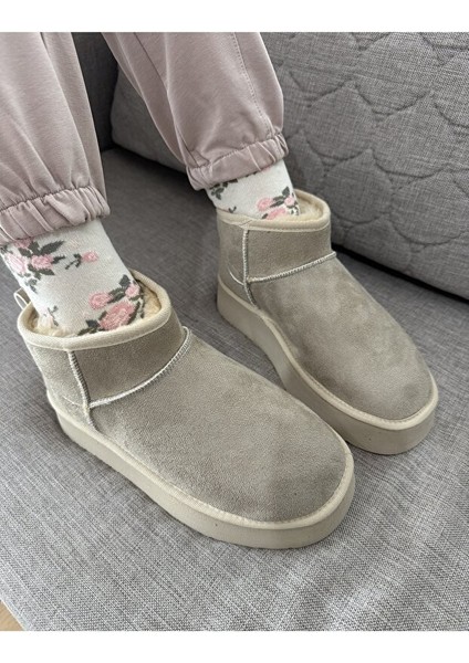 Feel Up EN002 Kadın Bilek Boy Süet Peluşlu Eva Taban Bot Bej fiyatları