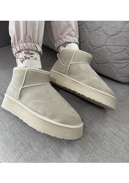 Feel Up EN002 Kadın Bilek Boy Süet Peluşlu Eva Taban Bot Bej modelleri