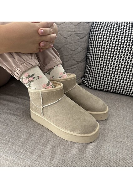 Feel Up EN002 Kadın Bilek Boy Süet Peluşlu Eva Taban Bot Bej indirimleri