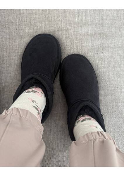 Feel Up EN002 Kadın Bilek Boy Süet Peluşlu Eva Taban Bot Siyah fırsatları