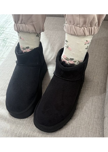 Feel Up EN002 Kadın Bilek Boy Süet Peluşlu Eva Taban Bot Siyah indirimleri