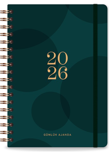 2026 Spiralli Günlük Ajanda 12 Aylık – 17X24 cm Koyu Yeşil fiyatları