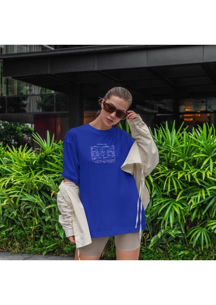 Basketball Court Oversize Tişört - Mavi fiyatları