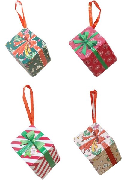 Hediye Paketi Şeklinde Yılbaşı Ağaç Süsü Metal Hediye Kutusu Set 4'lü fiyatları