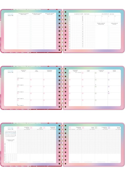 2026 Dikey Haftalık Ajanda – Yatay A5 Formda Spiralli Sert Kapak Haftalık Ajanda 21X15 cm Kolaj fırsatları