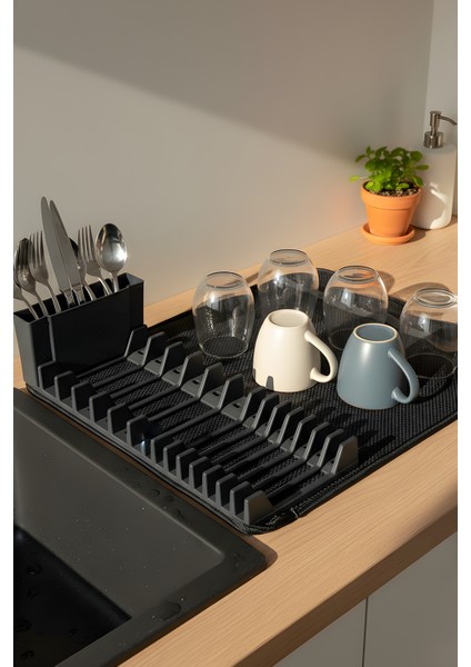 Katlanabilir Su Geçirmez Bulaşıklık ve Kurutma Matı Seti