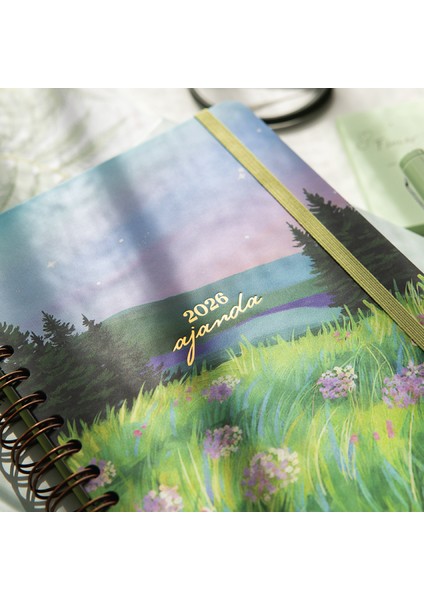 2026 A5 Spiralli Renkli Haftalık Ajanda 12 Aylık – Motivasyon Sayfalı Manzara fiyatları