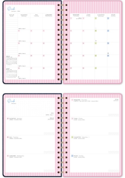 2026 A5 Spiralli Renkli Haftalık Ajanda 12 Aylık – Motivasyon Sayfalı Ayıcık indirimleri