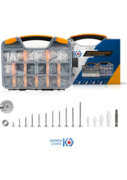 1032 Parça 17 Çeşit Vida ve Dübel Seti