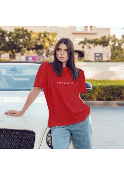 Don't Be Sorry Oversize Tişört - Kırmızı fiyatları