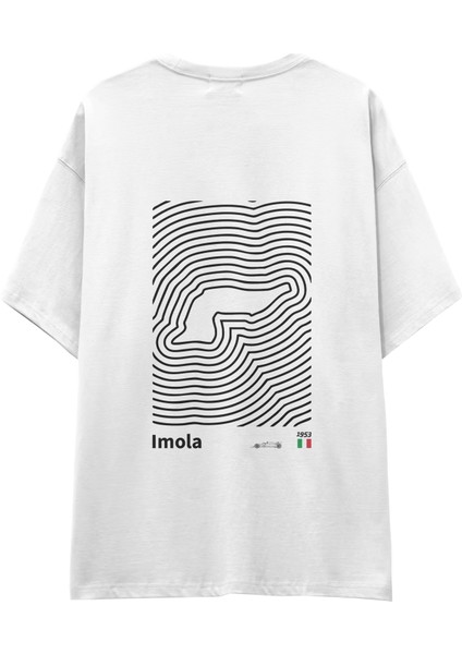 Imola Circuit Artwork Oversize Tişört - Beyaz