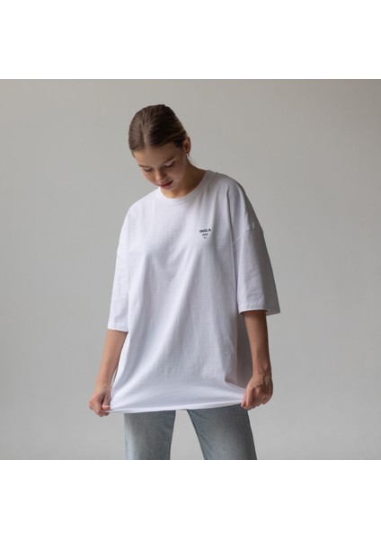 Imola Circuit Artwork Oversize Tişört - Beyaz fırsatları