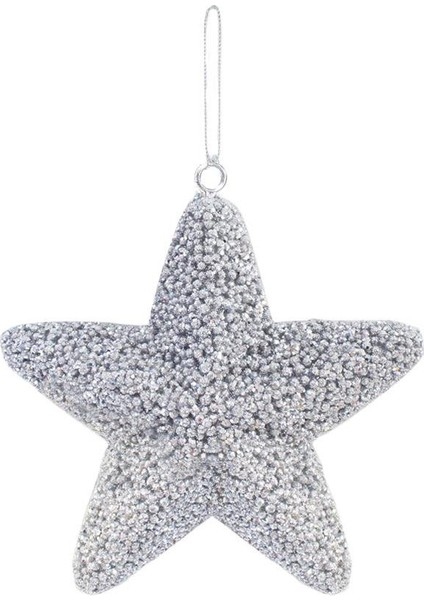 Yılbaşı Ağaç Süsü Kabartma Detaylı Simli Yıldız Dekoratif Süs Gümüş 15 cm modelleri