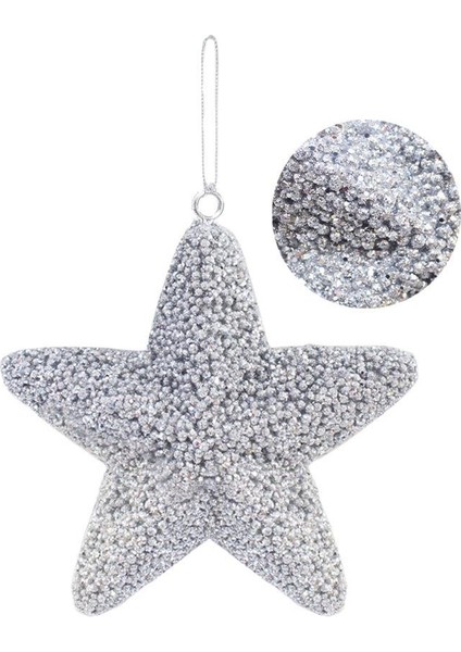 Yılbaşı Ağaç Süsü Kabartma Detaylı Simli Yıldız Dekoratif Süs Gümüş 15 cm fırsatları