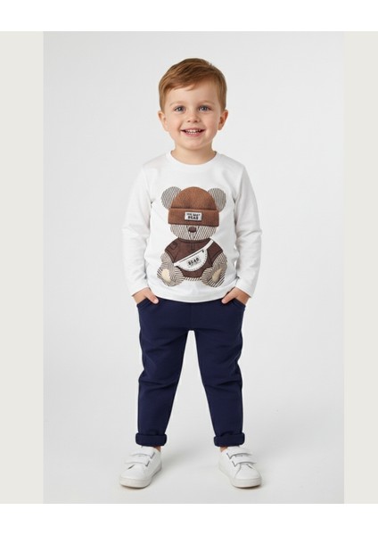 3'lü Kışlık Erkek Çocuk Takımı Ayıcık Baskılı Kapüşonlu Eşofman (1-4 Yaş) fiyatları