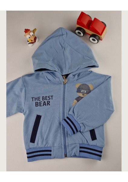 3'lü Kışlık Erkek Çocuk Takımı Ayıcık Baskılı Kapüşonlu Eşofman (1-4 Yaş)