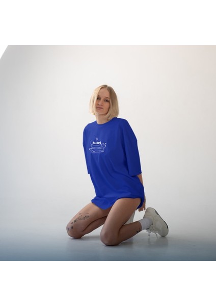 Hotdog Oversize Tişört - Mavi fiyatları