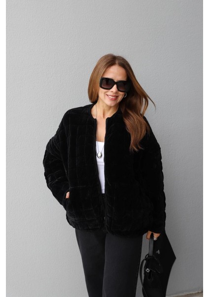 Siyah Kadife Kapitone Ceket modelleri