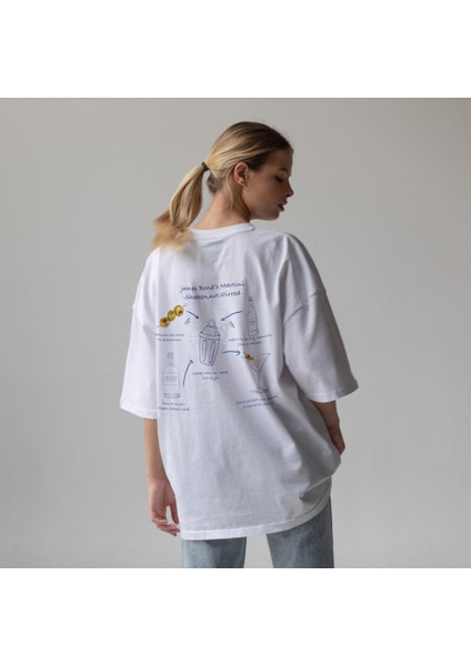 James Bond's Martini Oversize Tişört - Beyaz modelleri