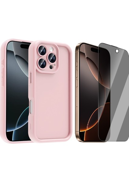 iPhone 16 Pro Max Kılıf Kamera Korumalı Zore Ananas Kapak + Hayalet Cam Ekran Koruyucu