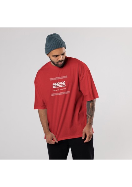 Call Of The Sea Oversize Tişört - Kırmızı fiyatları