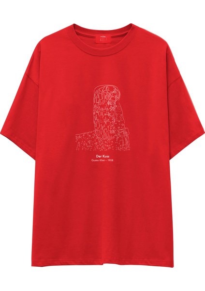 Der Kuss Oversize Tişört - Kırmızı