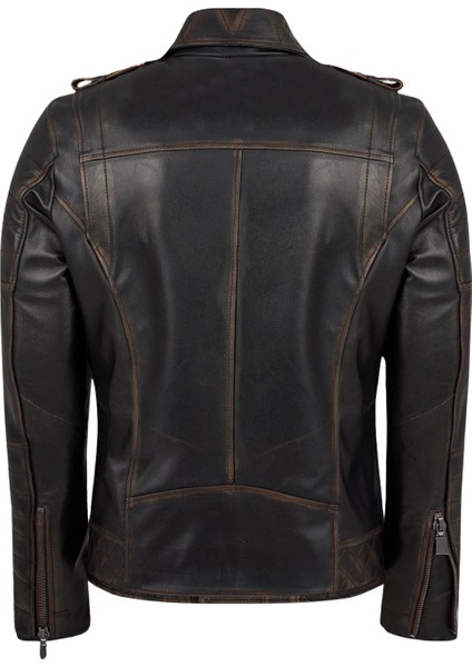 Modric Hakiki Deri Erkek Vintage Eskitme Biker Motorcu Tarzı Mont fırsatları